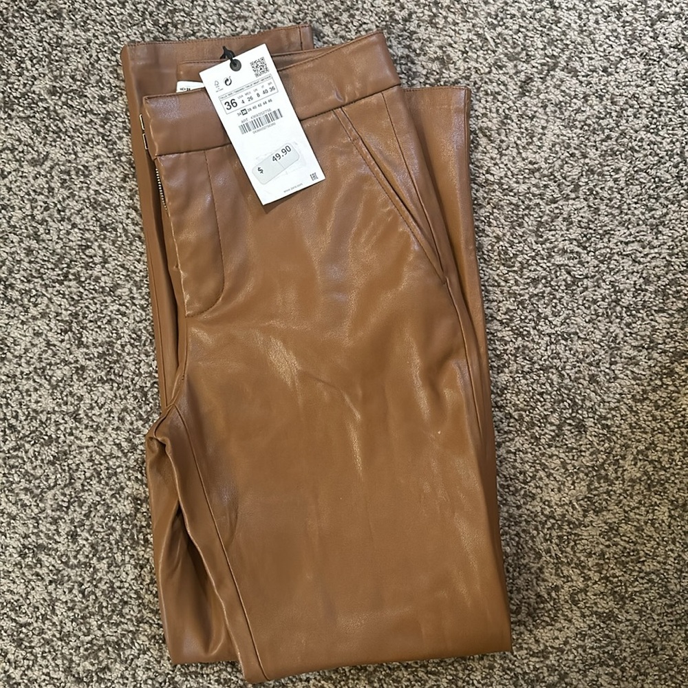 zara vegan leather pants, NWT